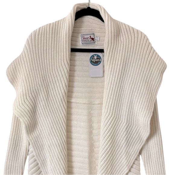 The Alpaca Connection 100% Alpaca Open Cardigan Sweater Cream/Ivory Size Large - Picture 2 of 12